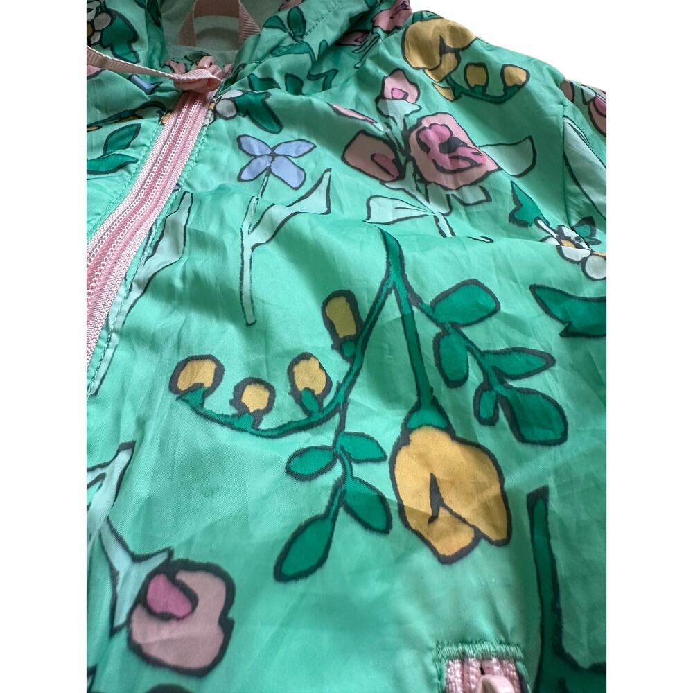 Cat & Jack Girls Toddler Rain Coat Jacket Green with Flower Design Size 18M - Picture 4 of 8